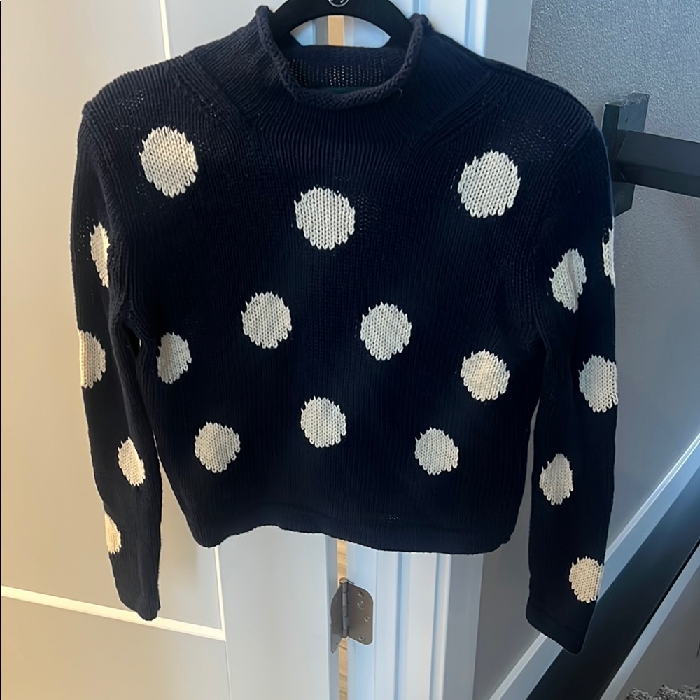 J.Crew Navy Polka Dot Sweater